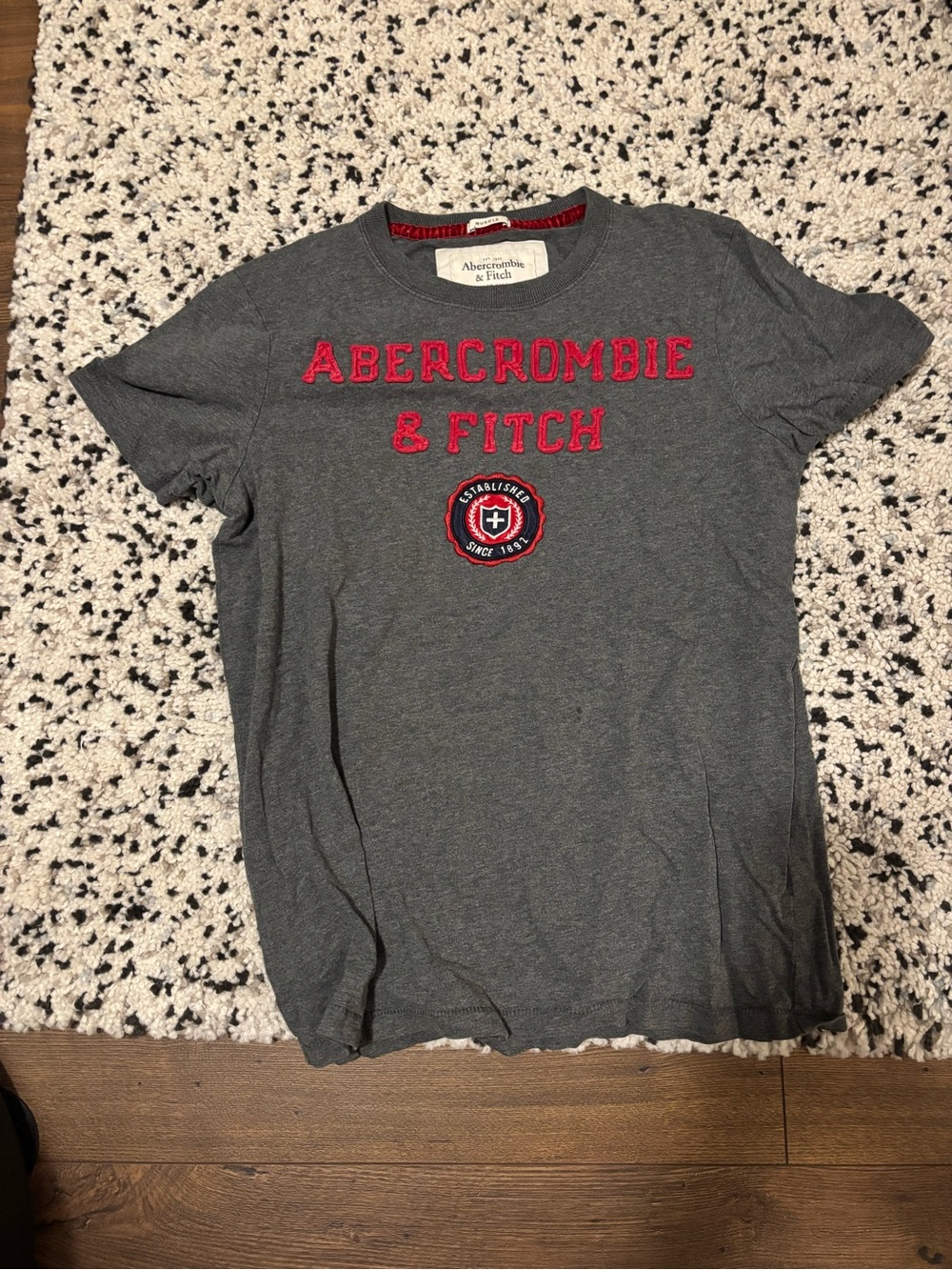 Abercrombie & Fitch Charcoal Tee with Red Logo